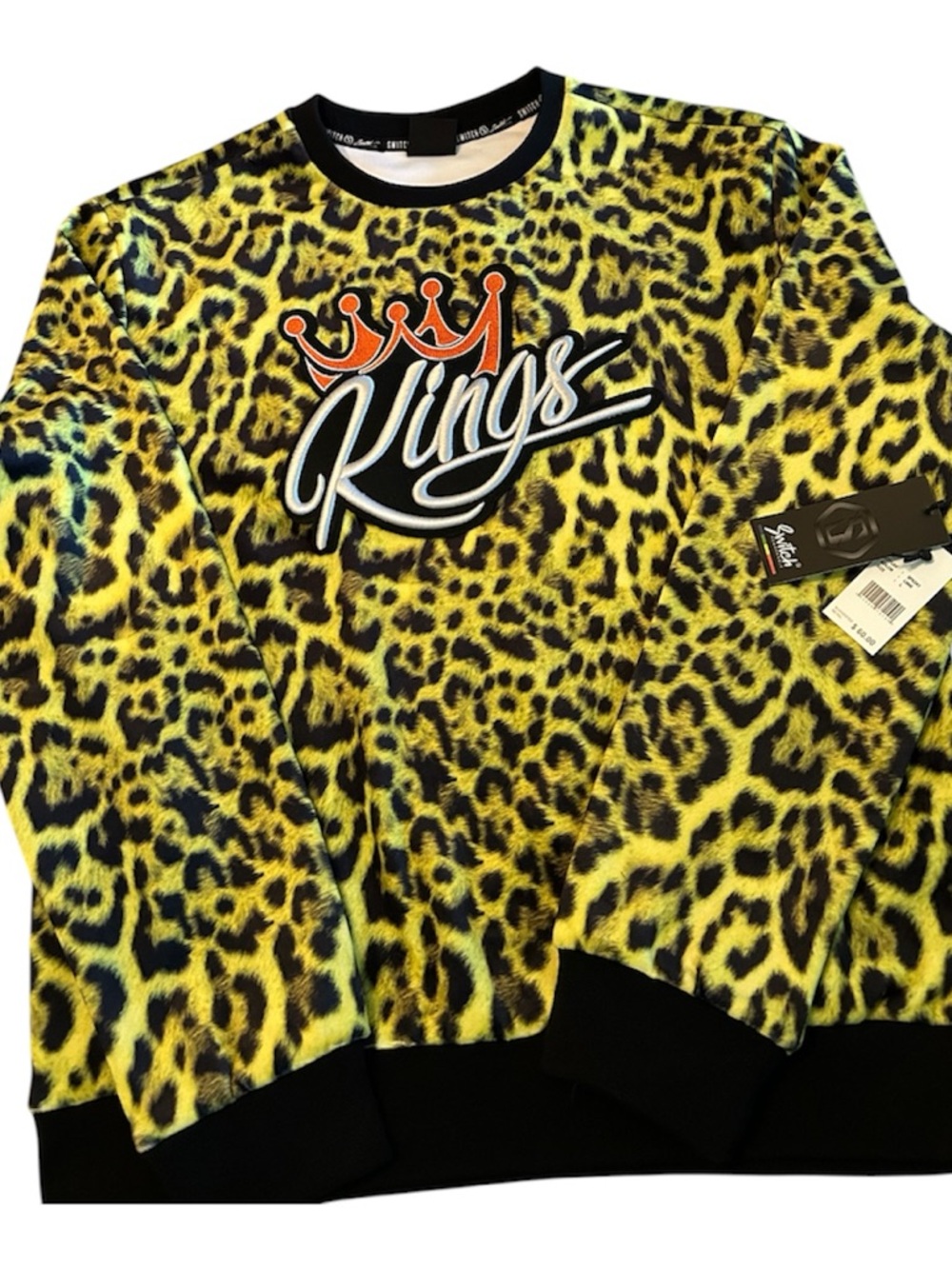 Switch Remarkable Kings Leopard Print Crewneck Sweatshirt - Yellow & Black